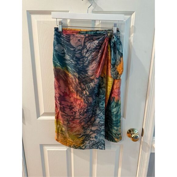 Diane Gilman Dresses & Skirts - Vintage Diane Gilman 100% Silk Watercolor aside Tie Skirt sz 8 NWT